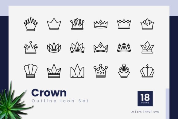 Crown Outline Icons: A Versatile Vector Icon Set