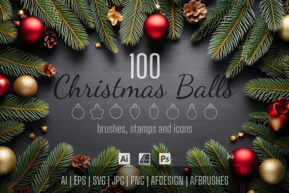 Elevating Festive Design: The Strategic Advantage of a 100 Christmas Ball Icon and Brush Collection