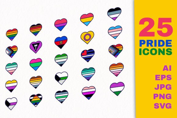 Pride Heart Flags: Inclusive Design Icons