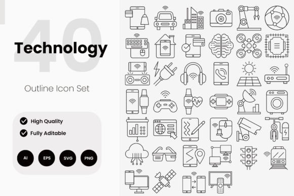 Smart Technology Outline Icon Collection for Modern Creators