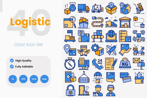 The Ultimate Toolkit for Professional Communication: Logistic Flat and Filled Icons