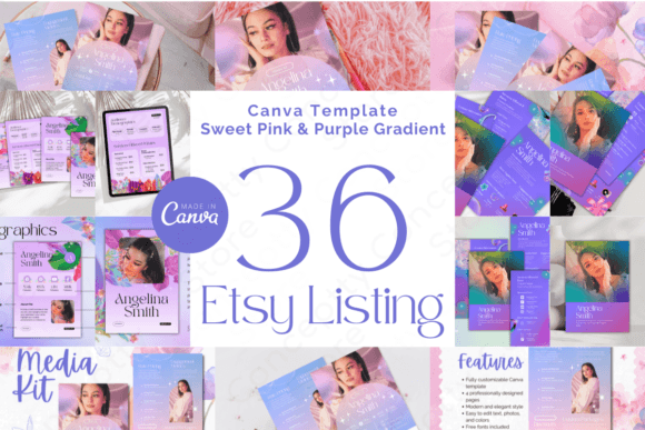 Transform Your Etsy Shop with a Sweet Pink Purple Gradient Template