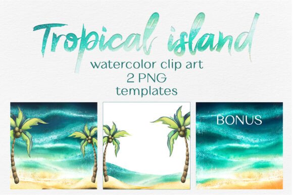 Tropical Island Beach Watercolor Frame: Your Go-To Visual Toolkit for Summer-Inspired Projects